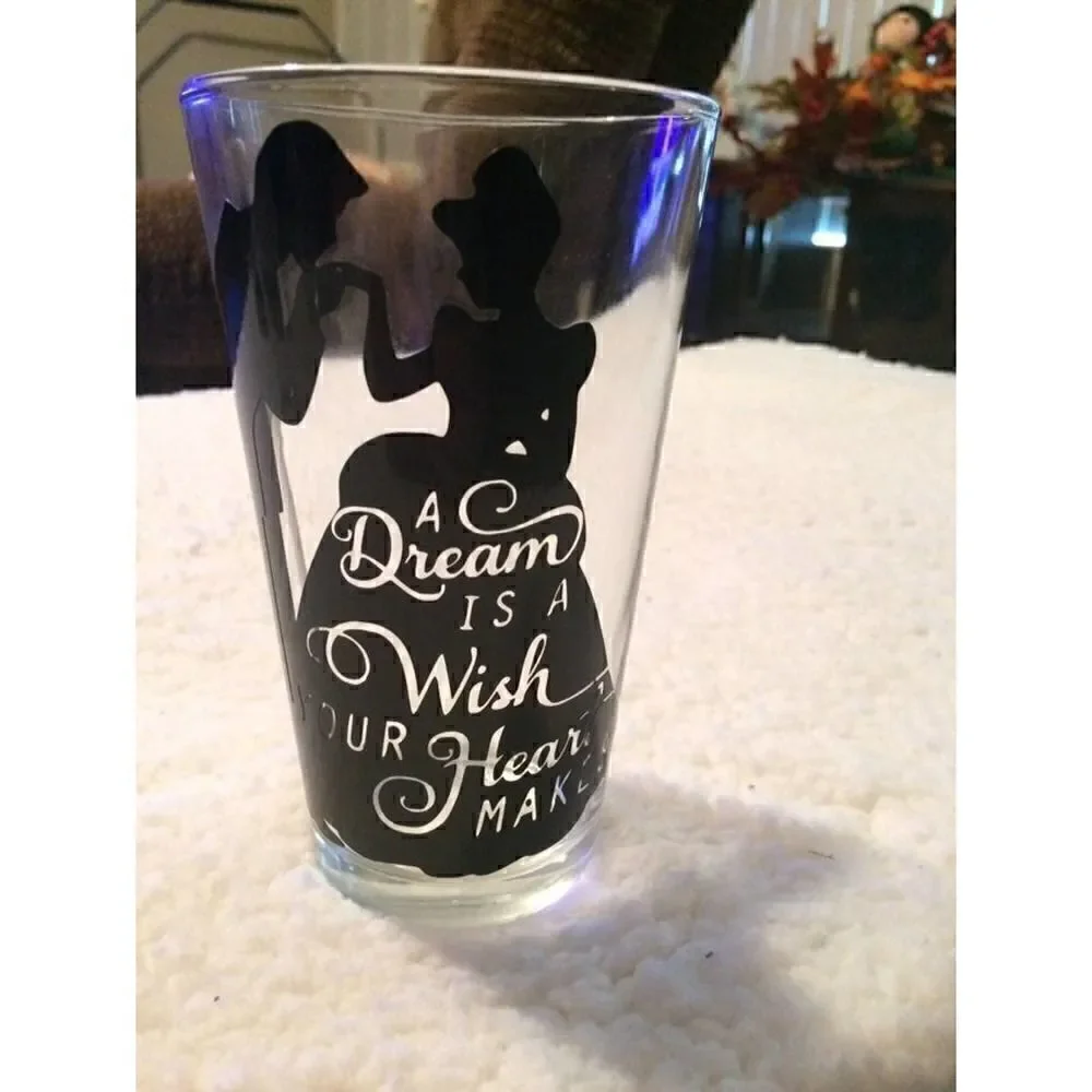 Disney Cinderella and Prince Charming glass